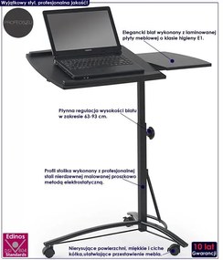 Czarne biurko pod laptopa - Ertis