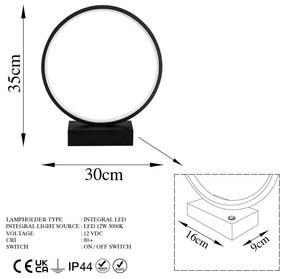 Czarna lampa stołowa LED (wysokość 35 cm) Halka – Opviq lights