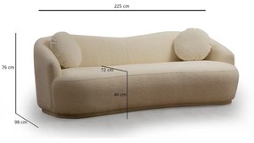 Kremowa sofa 225 cm Ancona – Artie