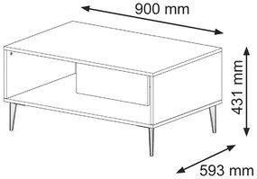 Czarna Ława Kawowa Z Lamelami R8-K30