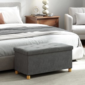 HOMCOM 67-litrowa ławka do przechowywania, z miejscem i pokrywą, miękka powierzchnia z wyglądem aksamitu, do różnych pomieszczeń, Szary