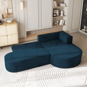 Masseno Narożnik CORTIO z funkcją spania i pojemnikiem na pościel Narozniki L, Rozkładana sofa - Niebieski, MONOLITH 77