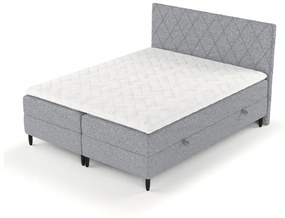 Szare łóżko boxspring ze schowkiem 200x200 cm Gwen – Maison de Rêve