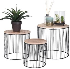 ZESTAW 3x Stojak na kwiaty pr. 19/23/28 cm czarno-beżowy