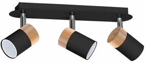 Lampa sufitowa, czarna/drewno, potrójna kierunkowa JOKER BLACK/WOOD 3xGU10