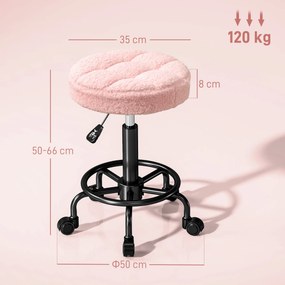 HOMCOM Regulowany hoker obrotowy 50-66 cm 360° obrotowy Ø50 x 50-66 cm Różowy