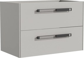 Podwieszana szafka pod umywalkę z aluminiowymi uchwytami - Szara - 80 cm - FELNA