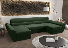 BEDANTE narożnik REBIU4 Poso 14 ciemnozielony z funkcją spania sofa w kształcie litery L z pojemnikiem na pościel