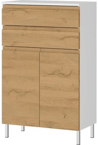 Biała niska szafka łazienkowa w dekorze dębu 60x97 cm Torrance – Germania