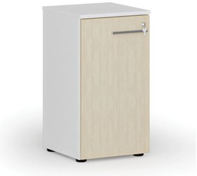 Szafa biurowa niska z drzwiami PRIMO WHITE, 400 x 420 x 740 mm, biały/brzoza