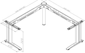 Narożne biurko PRIMO FLEXIBLE, 160x140 cm, buk