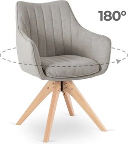 Krzesło Tapicerowane Obrotowe do Salonu LEMON Szare Nowoczesne Skandynawskie