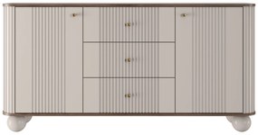 Komoda Vesper 160 cm z szufladami - kaszmir / orzech / złote uchwyty / nogi kule
