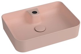Umywalka ceramiczna nablatowa różowa z otworem na baterie 50 x 35 cm LERA pink