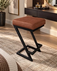 Hoker ZETA krzesło barowe Loft podstawa metalowa : Kolor Stelaża - Czarny , Kolor tkaniny - EKO-SKÓRA - 3D, Typ tkaniny - Eko-skóra