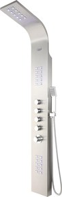 Panel prysznicowy z hydromasażem termostatycznym z diodami LED FELICITA - 20*165cm - Srebrny