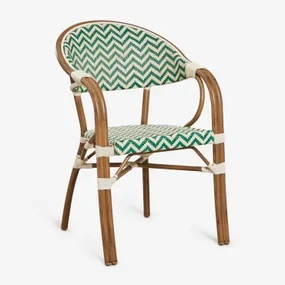 Krzesło Do Jadalni Brielle Bistro Stackable Z Podłokietnikami Z Aluminium Green - Gardenia Biel - Sklum