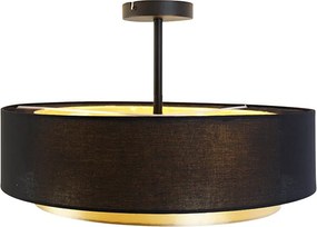 Nowoczesna lampa sufitowa czarna ze złotem 50 cm 3-światła - Drum Duo