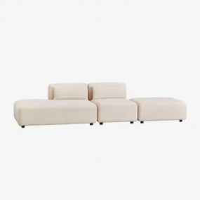 Sofa Modułowy 2-częściowy Z Lewym Szezlongiem I Pufem Fogler Sztruks Beż Lniany - Sklum