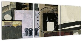 Obraz - Kubizm (z zegarem) (90x30 cm)