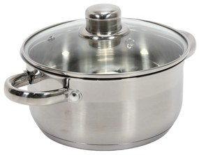 Stalowy garnek ze szklaną pokrywką, 2 l