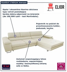 Beżowy narożnik rozkładany z funkcją spania M2-L05