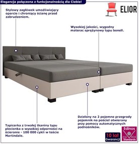 Łóżko dwuosobowe tapicerowane jasny szary + ecru D1-T89
