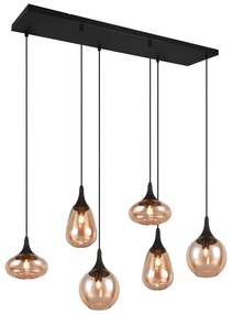 Czarno-pomarańczowa lampa wisząca ze szklanym kloszem Lumina – Trio