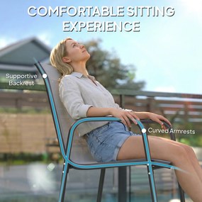 Outsunny Krzesła Ogrodowe 4 szt. – Sztaplowane Krzesła Tarasowe z Oddychającym Oparciem i Podłokietnikami, Maks. Obciążenie 120 kg | Aosom PL