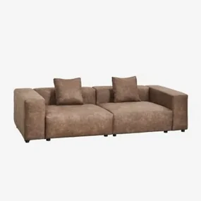 Modułowa Sofa 2-częściowa (↔︎270 Cm) Z Wysokim Podłokietnikiem Bruna Zamsz W Kolorze Brązowej Kawy - Sklum