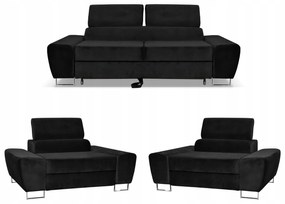Zestaw mebli wypoczynkowych salon Bosso Sofa 2os fotele czarne Family Meble