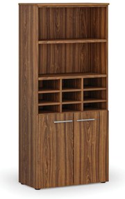 Regał sortujący PRIMO WOOD, 800 x 420 x 1781 mm, 9 przegród, orzech