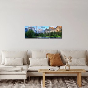 Obraz dzikiego górskiego krajobrazu (z zegarem) (90x30 cm)