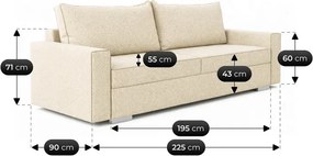 Sofa z Funkcją Spania DRAVOS Kremowa Boucle Japandi