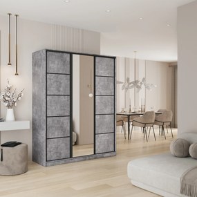 Szafa PINA - Beton jasny / 150 cm / Czarne