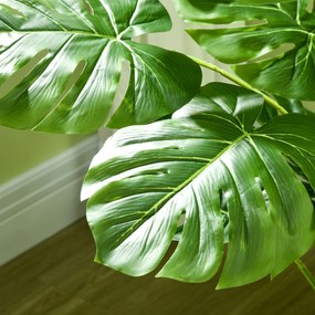 HOMCOM Sztuczna Roślina Monstera Deliciosa z Realistycznym Wyglądem, Doniczka i Cementowa Ziemia, 17,5 cm x 17,5 cm x 120 cm, Zielona