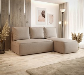 Ciemnobeżowy rozkładany narożnik z pojemnikiem N2-Z10