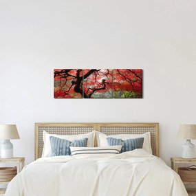 Obraz czerwonego klonu japońskiego, Portland, Oregon (z zegarem) (90x30 cm)
