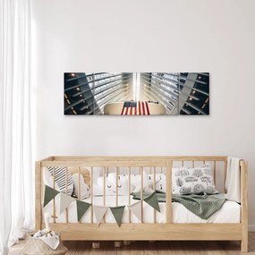 Obraz budynku z flagą USA (170x50 cm)