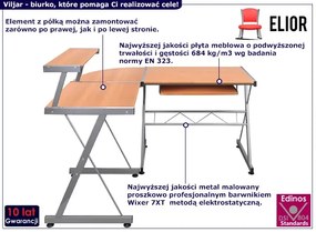 Brązowe narożne biurko komputerowe z nadstawką - Viljar