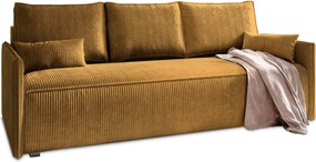 Masseno Sofa MESTOR z funkcją spania i pojemnikiem na pościel, Rozkładana sofa - Żółty, POSO 01