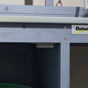 Outsunny Stół ogrodniczy z szafką, Powierzchnia robocza z aluminium, Przestrzeń przechowywania, 112x47x146cm, Szary