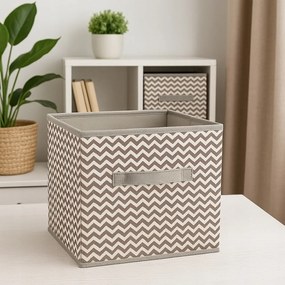 Organizer Tekstylny Wzór Zygzak Pudełko kosz 25x25x25 cm do Szafy Garderoby