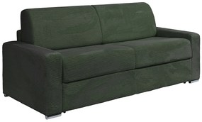 Kanapa 4 osobowa rozkładana typu express z zielonego sztruksu - Miejsce do spania 160 cm - Materac 14 cm - CALITO