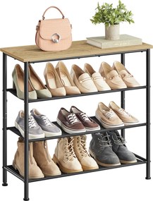 Regał na buty Faro 035 loftowy z 3 półkami, dąb artisan