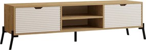 Stojak pod TV – 160 cm x 41 cm x 40 cm – Dąb szafirowy i biały – MDF i metal