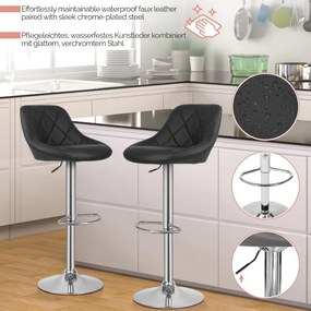 MIADOMODO Krzesło barowe 2szt, bez podłokietnika, czarne