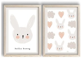 Obrazki dziecięce zestaw 2 szt. 53x78 cm Hello Bunny – Wallity