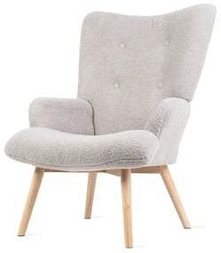Fotel tapicerowany MOSS w tkaninie TEDDY BOUCLÉ jasnoszary HOMLA