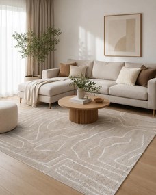 Dywan nowoczesny Fancy 100% poliester beżowy 120 cm x 170 cm